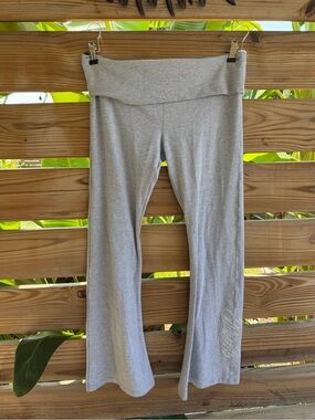 PINK Victoria's Secret Gray Fold-Over Waist Flare Leggings
